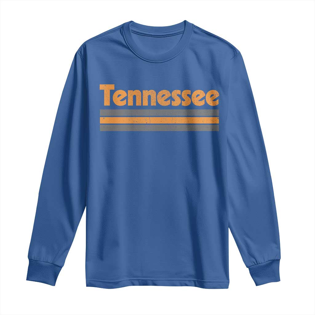 Vintage Tennessee Long Sleeve Shirt Retro Classic TN Orange Print Retro Three Stripe TS10 Royal Blue Print Your Wear