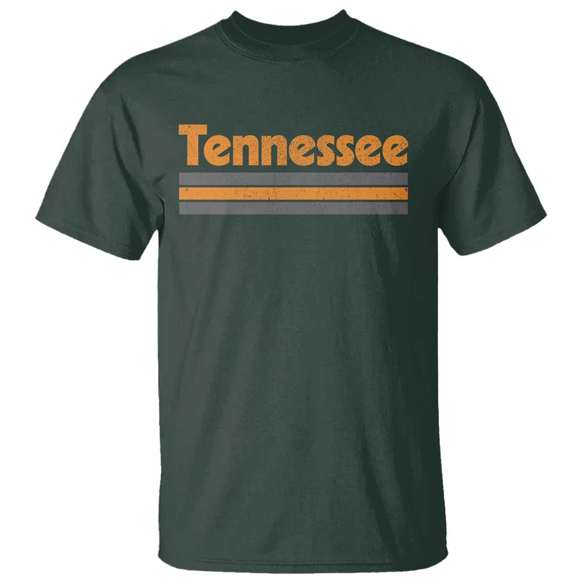 Vintage Tennessee T Shirt Retro Classic TN Orange Print Retro Three Stripe TS10 Dark Forest Green Print Your Wear