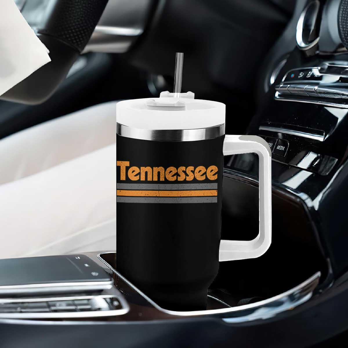 Vintage Tennessee Tumbler With Handle Retro Classic TN Orange Print Retro Three Stripe TS10 Print Your Wear
