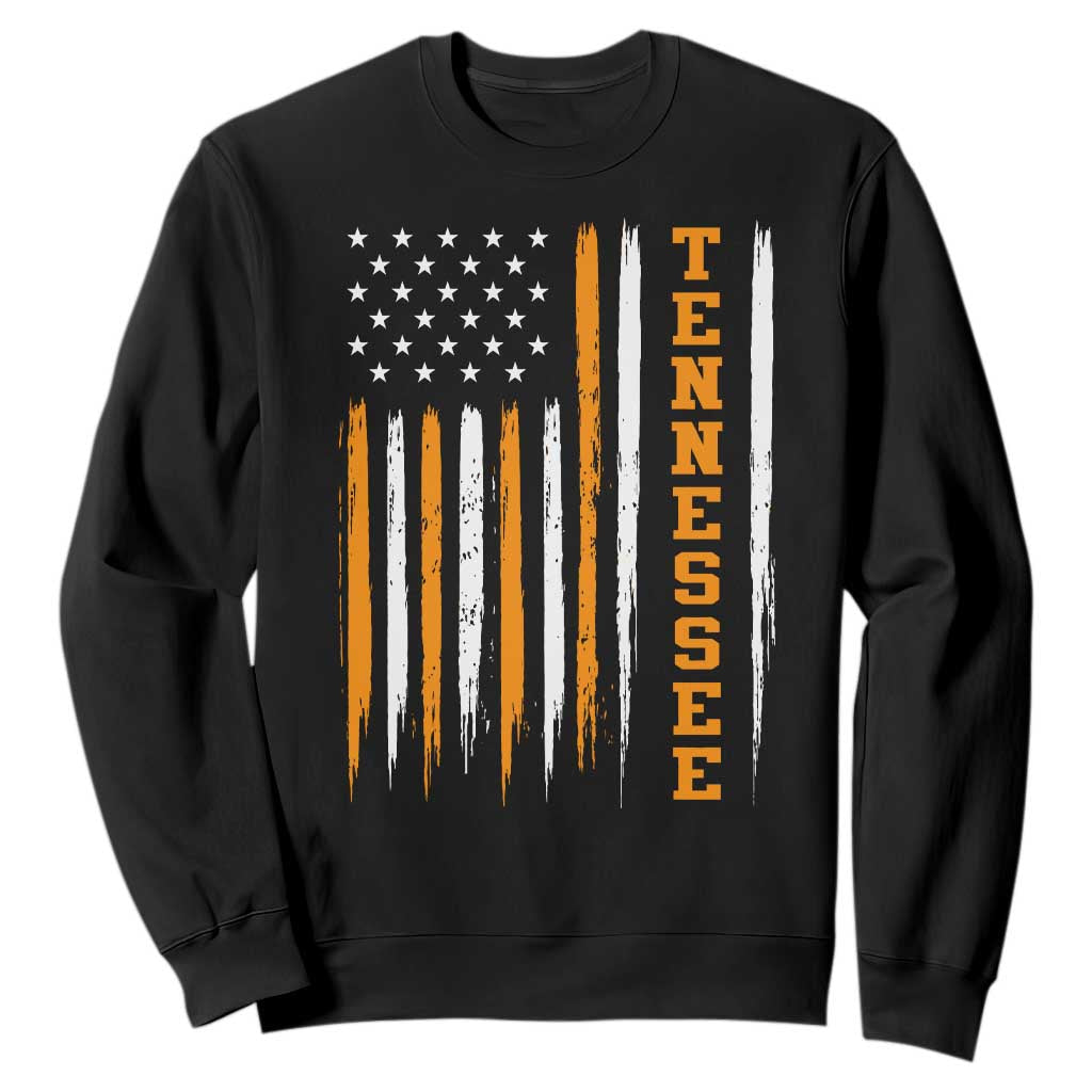 Vintage Tennessee Sweatshirt Retro Classic TN Orange Print Retro American Flag TS10 Black Print Your Wear