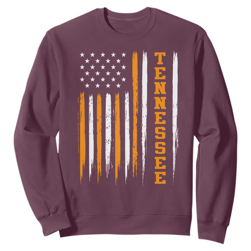 Vintage Tennessee Sweatshirt Retro Classic TN Orange Print Retro American Flag TS10 Maroon Print Your Wear