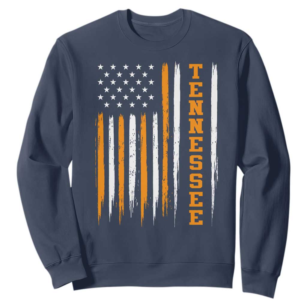 Vintage Tennessee Sweatshirt Retro Classic TN Orange Print Retro American Flag TS10 Navy Print Your Wear