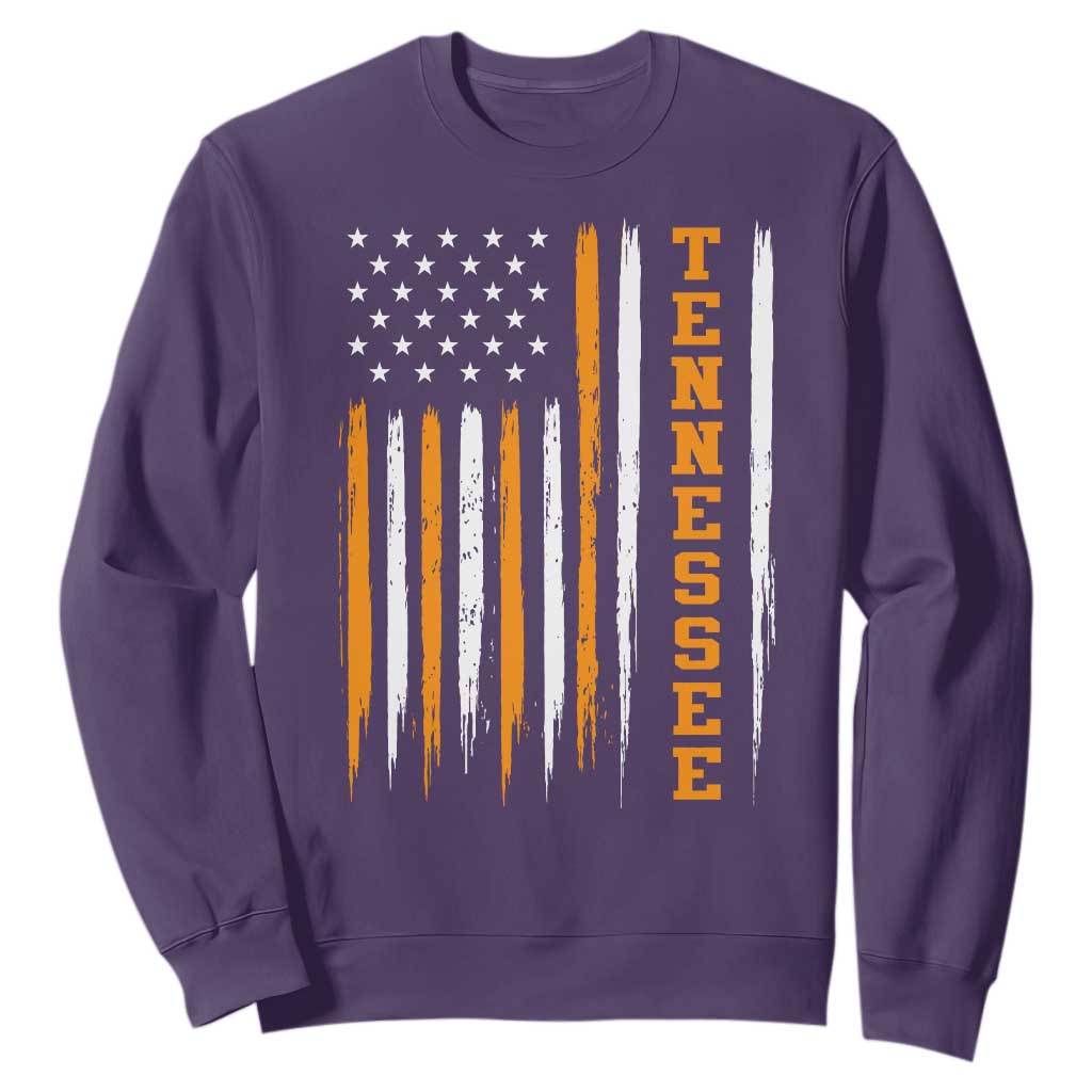 Vintage Tennessee Sweatshirt Retro Classic TN Orange Print Retro American Flag TS10 Purple Print Your Wear
