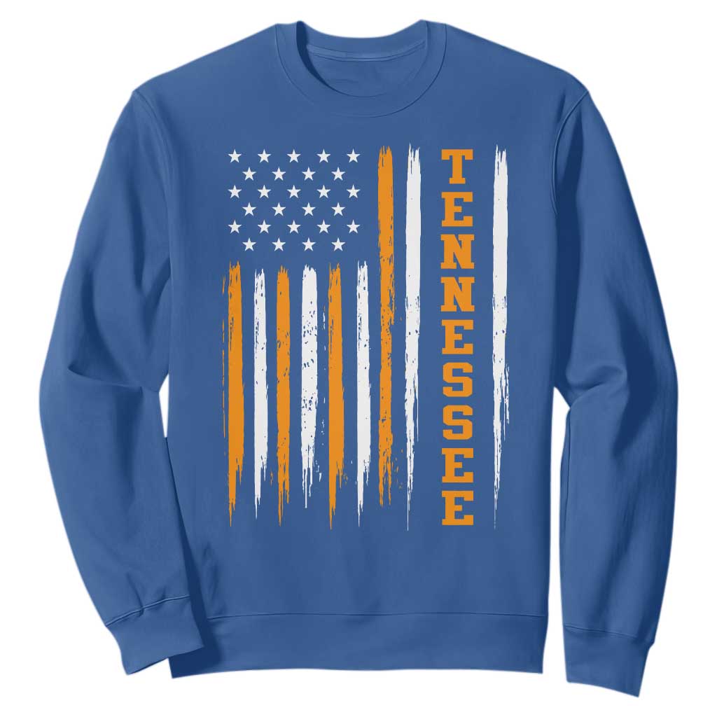 Vintage Tennessee Sweatshirt Retro Classic TN Orange Print Retro American Flag TS10 Royal Blue Print Your Wear