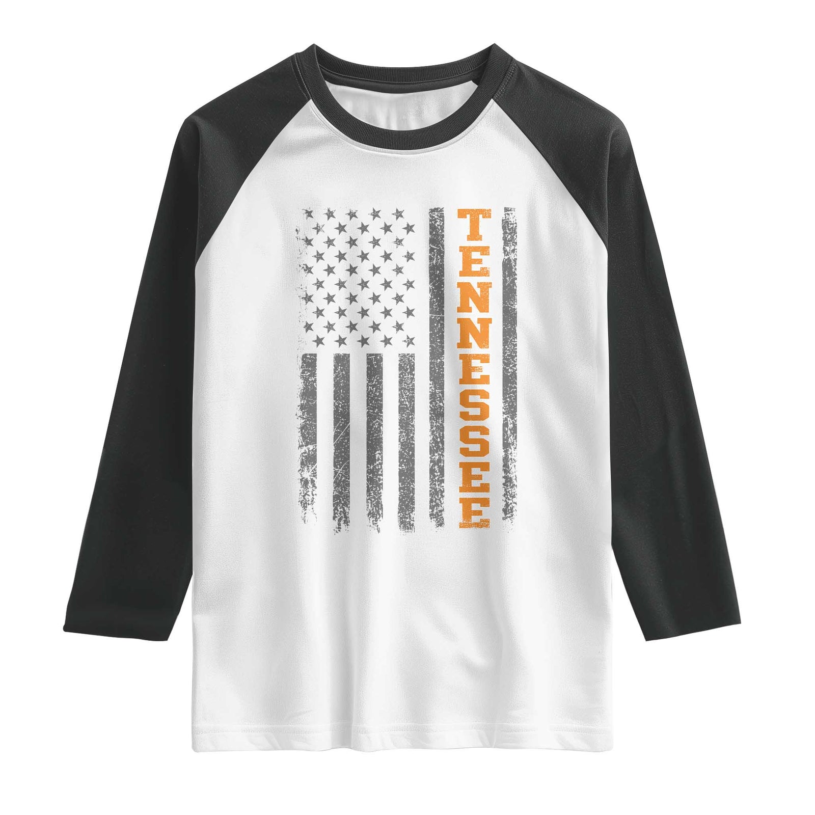 Vintage Tennessee Raglan Shirt Retro Orange TN American Flag Patriotic US State TS10 White Black Print Your Wear