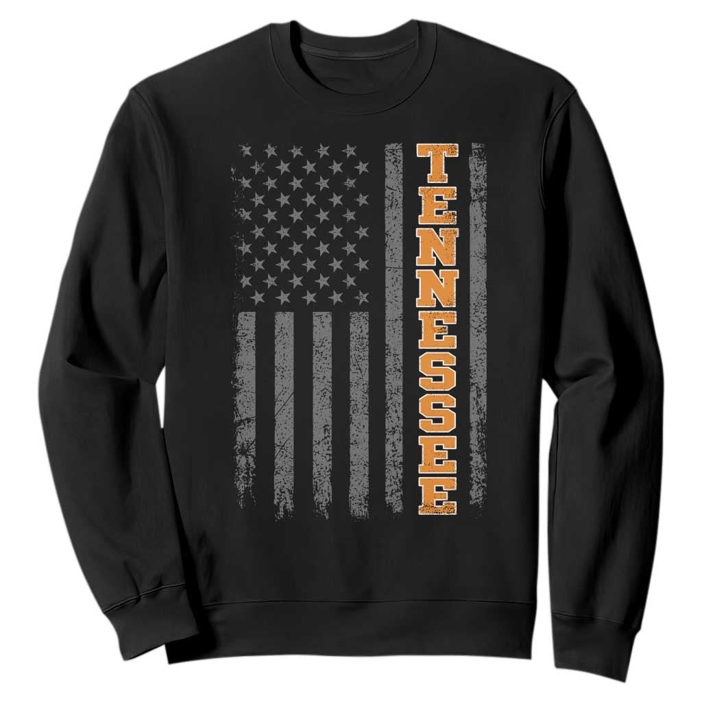 Vintage Tennessee Sweatshirt Retro Orange TN American Flag Patriotic US State TS10 Black Print Your Wear