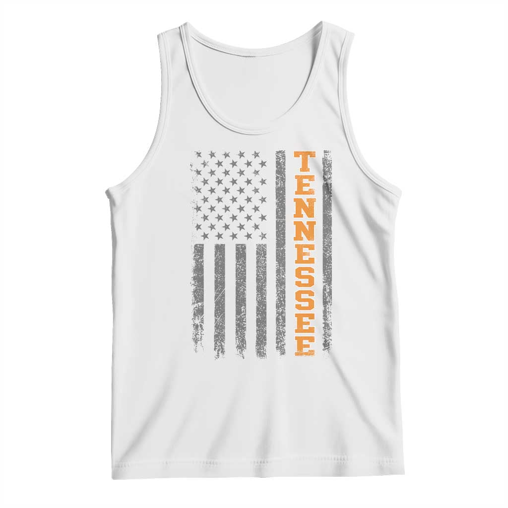 Vintage Tennessee Tank Top Retro Orange TN American Flag Patriotic US State TS10 White Print Your Wear