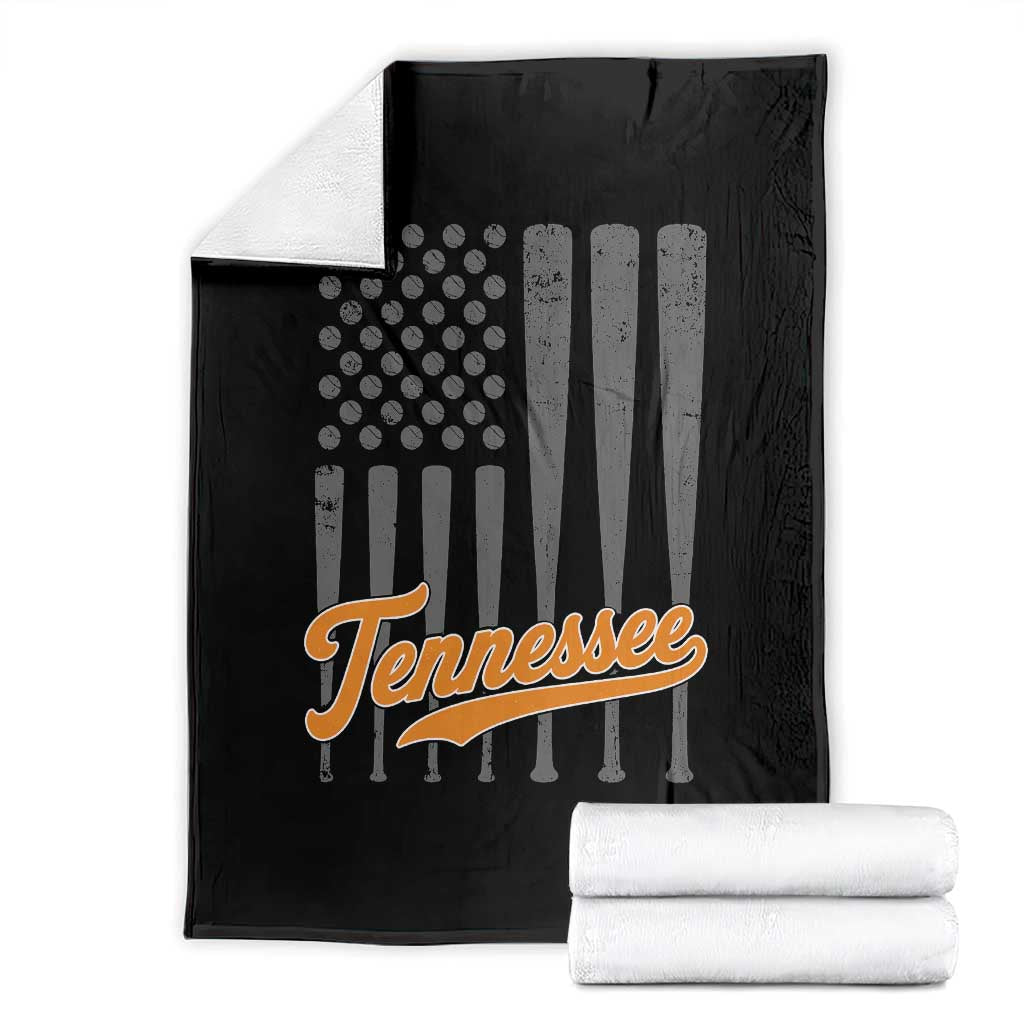 Vintage Tennessee Throw Blanket Retro Classic TN Orange Print Retro Baseball American US Flag TS10 Black Print Your Wear