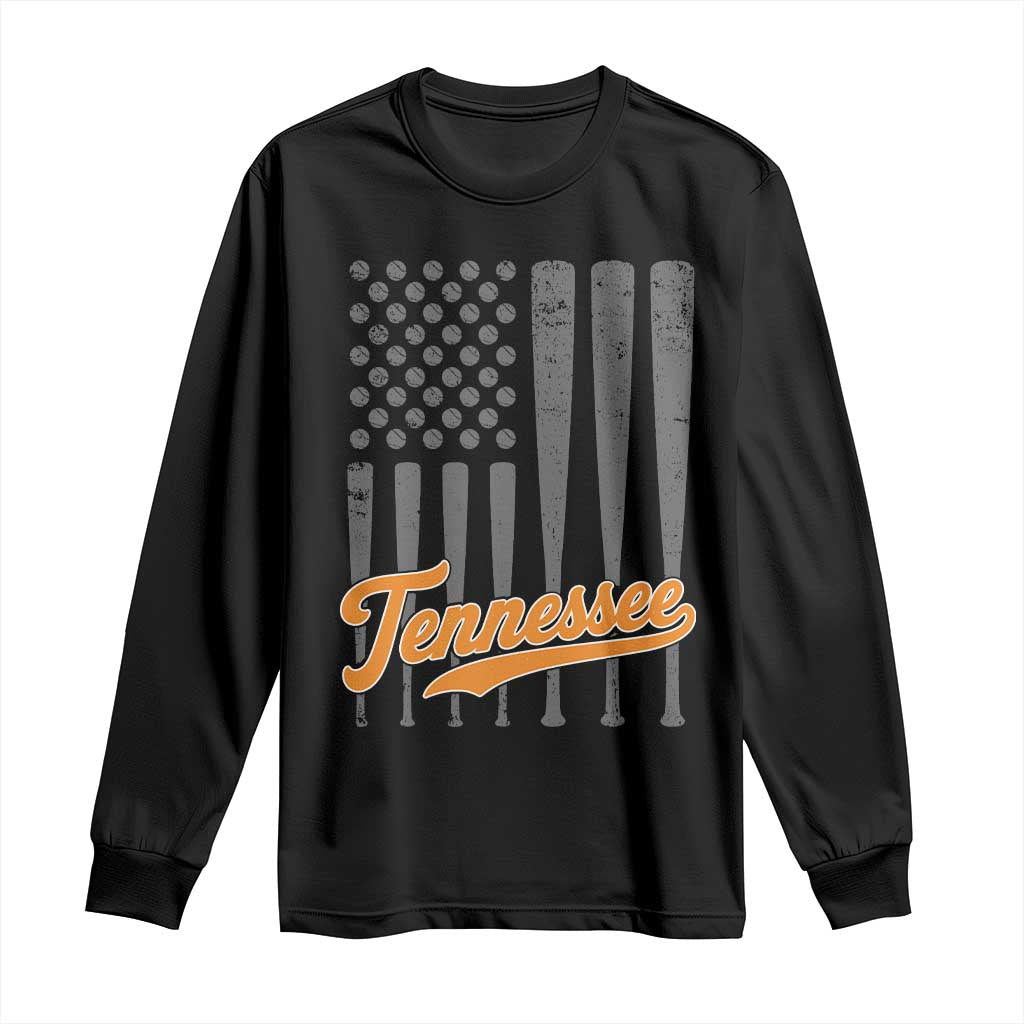 Vintage Tennessee Long Sleeve Shirt Retro Classic TN Orange Print Retro Baseball American US Flag TS10 Black Print Your Wear