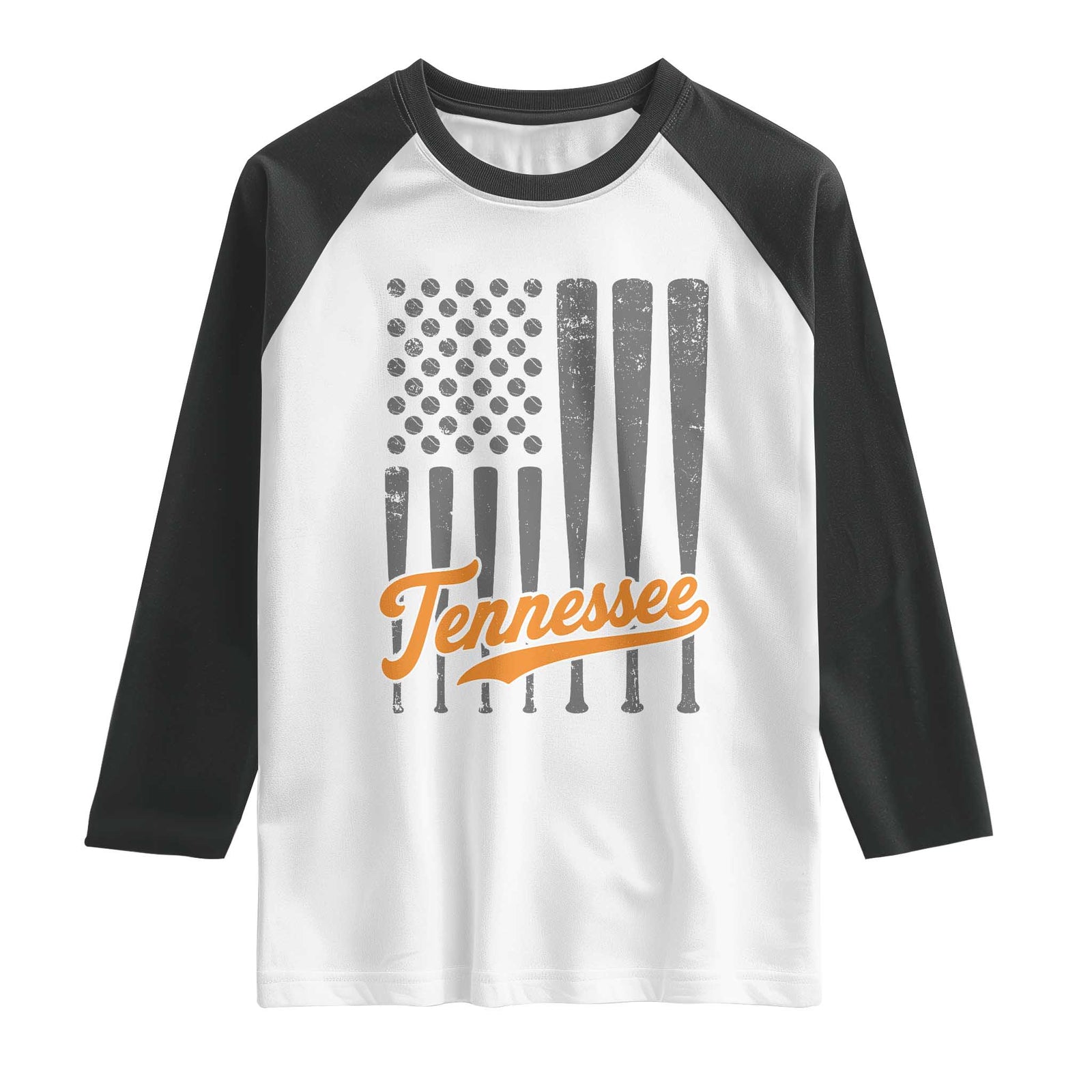 Vintage Tennessee Raglan Shirt Retro Classic TN Orange Print Retro Baseball American US Flag TS10 White Black Print Your Wear
