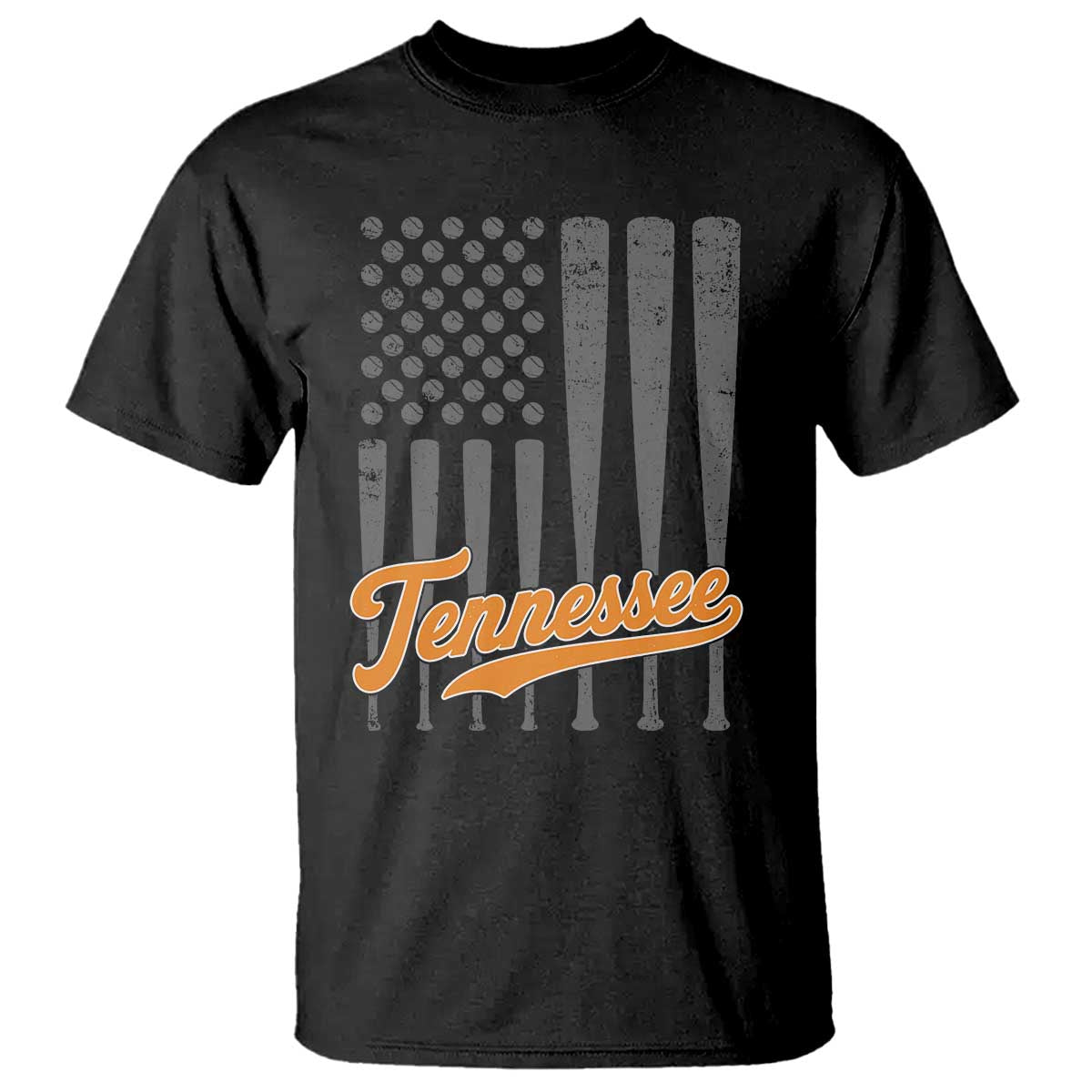 Vintage Tennessee T Shirt Retro Classic TN Orange Print Retro Baseball American US Flag TS10 Black Print Your Wear