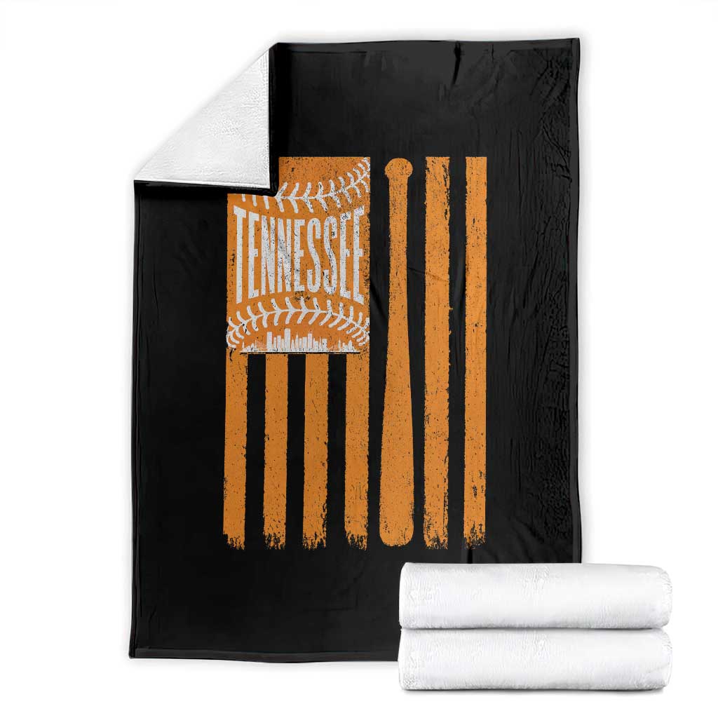 Vintage Tennessee Throw Blanket Retro Classic TN Orange Retro Baseball American US Flag TS10 Black Print Your Wear
