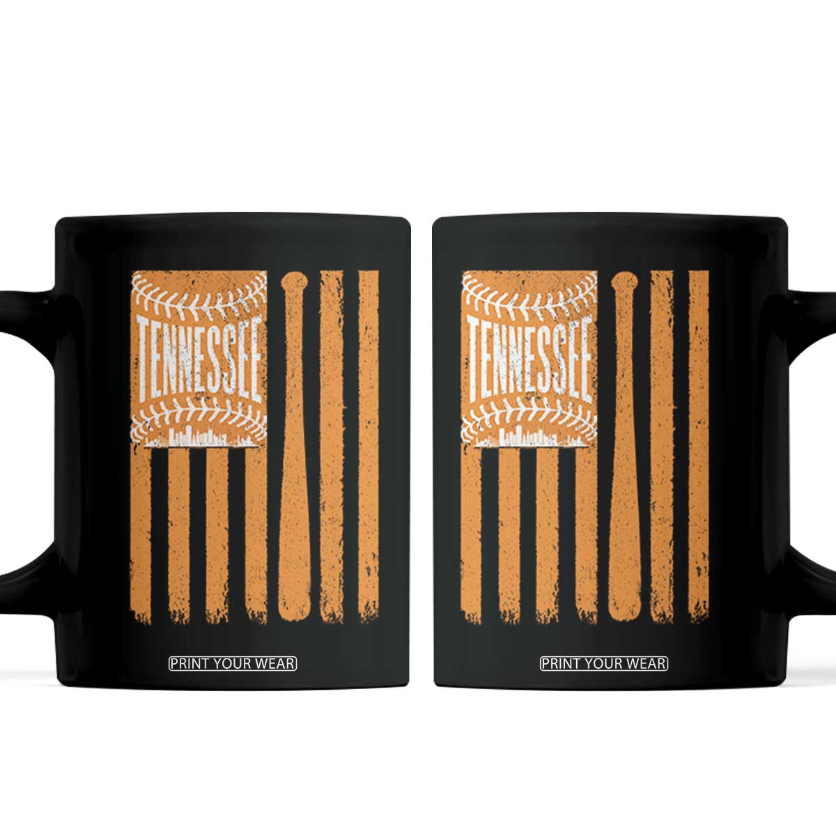 Vintage Tennessee Coffee Mug Retro Classic TN Orange Retro Baseball American US Flag TS10 Black Print Your Wear