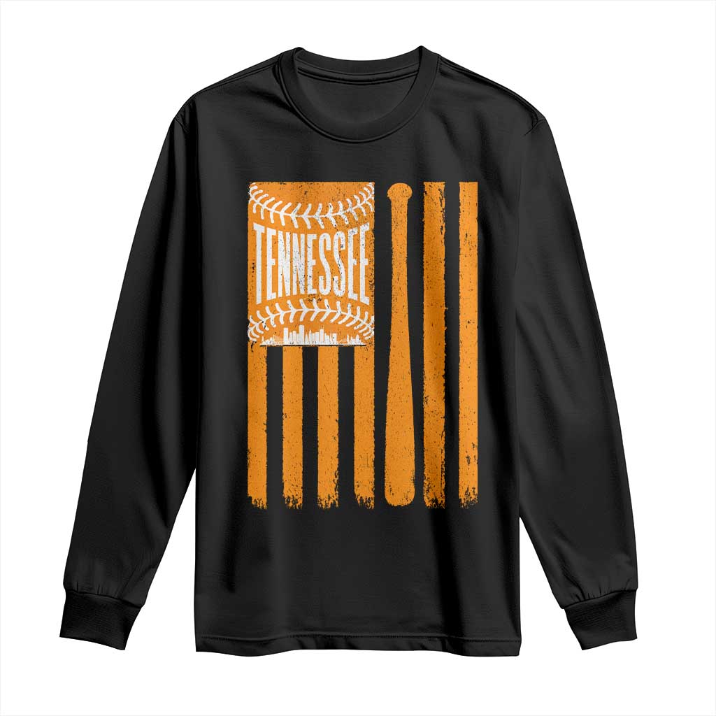 Vintage Tennessee Long Sleeve Shirt Retro Classic TN Orange Retro Baseball American US Flag TS10 Black Print Your Wear