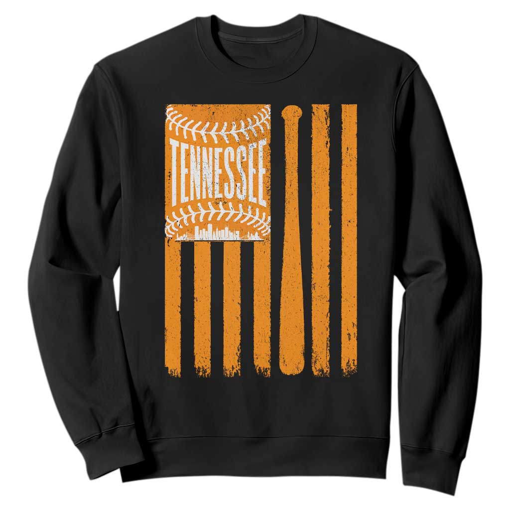 Vintage Tennessee Sweatshirt Retro Classic TN Orange Retro Baseball American US Flag TS10 Black Print Your Wear