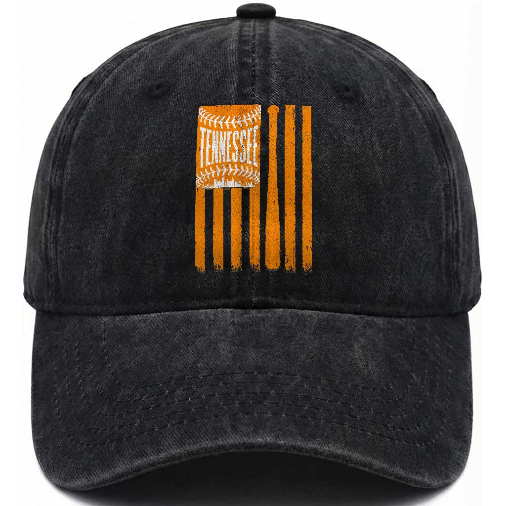 Vintage Tennessee Washed Cotton Baseball Cap Retro Classic TN Orange Retro Baseball American US Flag TS10 Print Your Wear