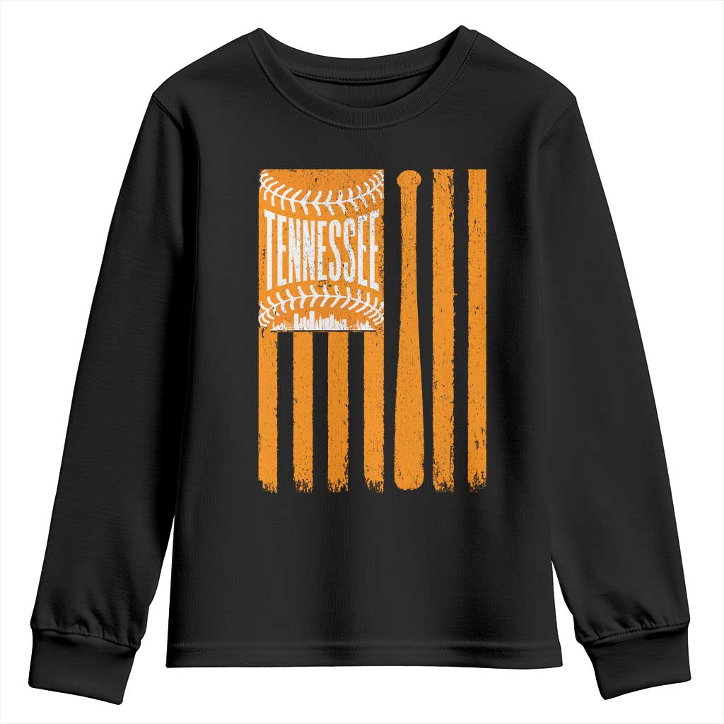 Vintage Tennessee Youth Sweatshirt Retro Classic TN Orange Retro Baseball American US Flag TS10 Black Print Your Wear