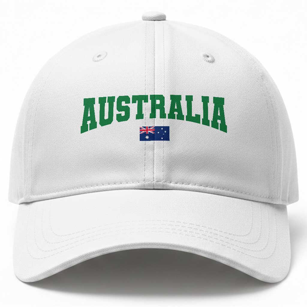 Green Yellow Australia Baseball Cap Down Under Team Australia Flag Varsity Lettering Soccer Fans Football Tournament TS10 Print Your Wear