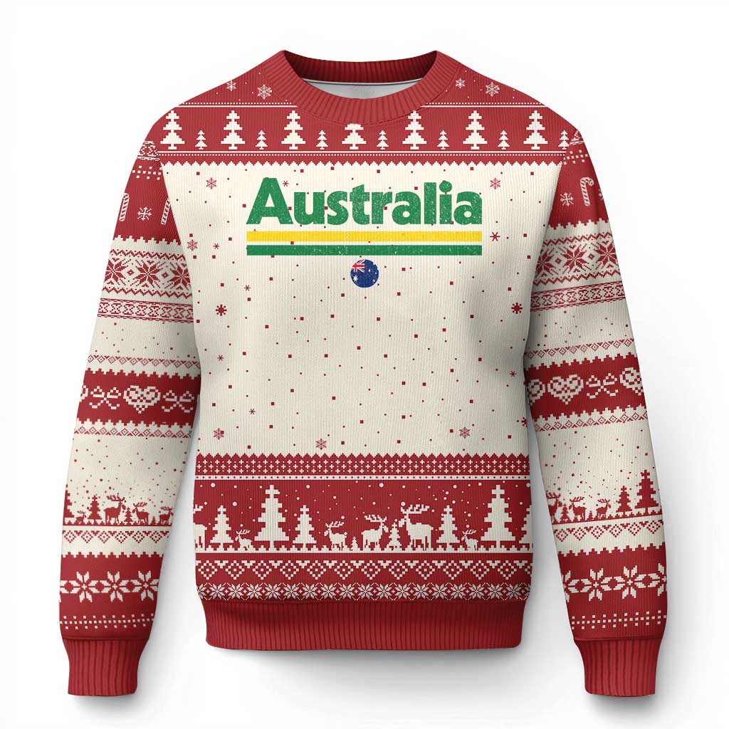 Australia Fan Ugly Christmas Sweater Retro Vintage Flag Green Yellow Country Pride Distressed Graphic TS10 Beige Red Print Your Wear