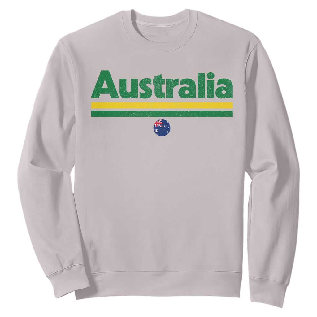 Australia Fan Sweatshirt Retro Vintage Flag Green Yellow Country Pride Distressed Graphic TS10 Ice Gray Print Your Wear