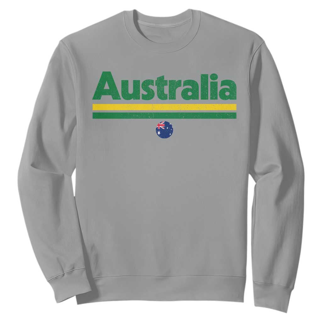 Australia Fan Sweatshirt Retro Vintage Flag Green Yellow Country Pride Distressed Graphic TS10 Sport Gray Print Your Wear