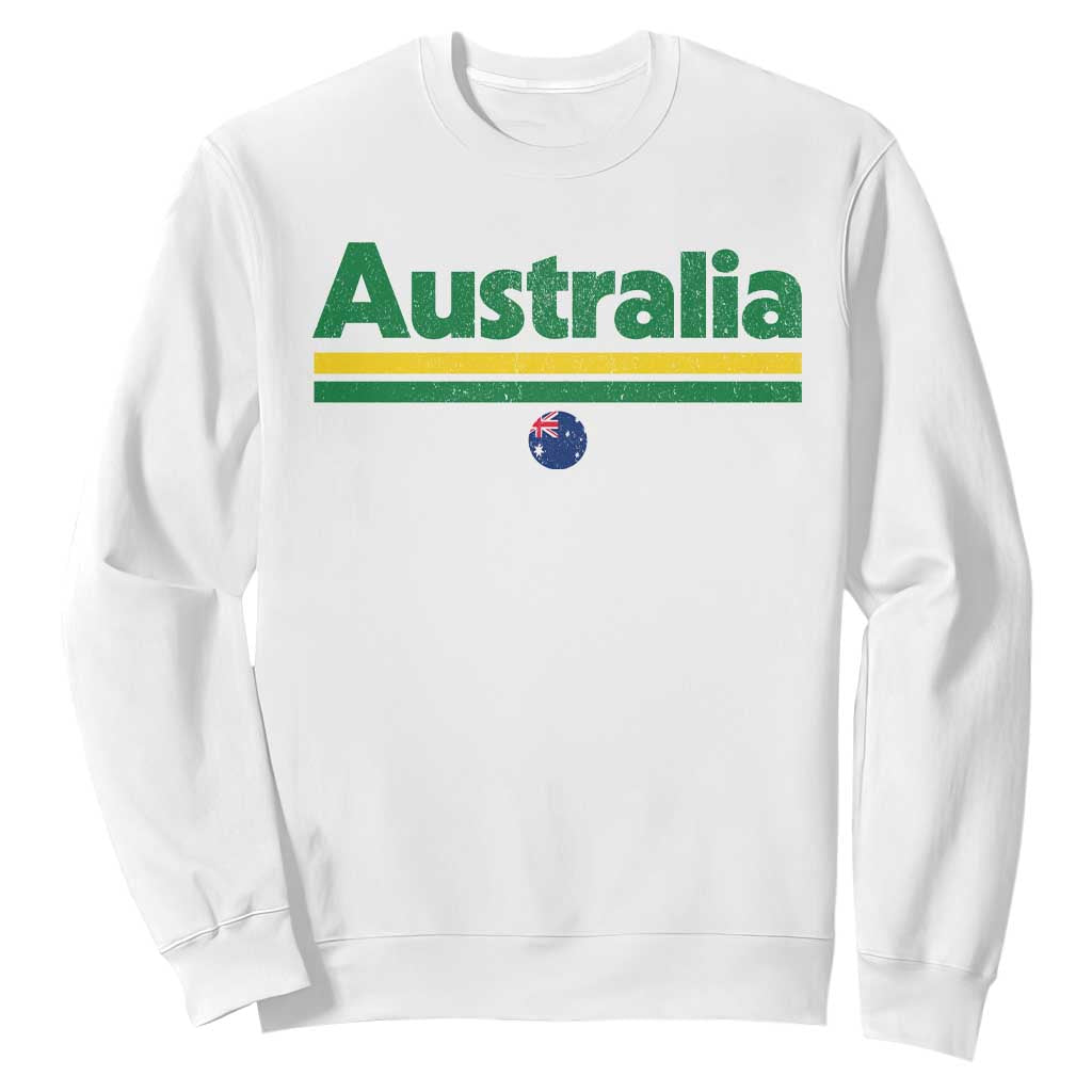 Australia Fan Sweatshirt Retro Vintage Flag Green Yellow Country Pride Distressed Graphic TS10 White Print Your Wear