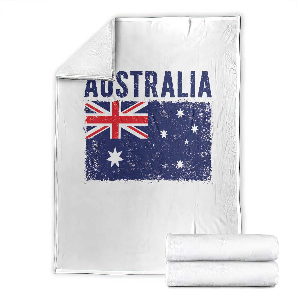 Vintage Australia Flag Throw Blanket Distressed Patriotic Country Pride Graphic TS10 White Print Your Wear