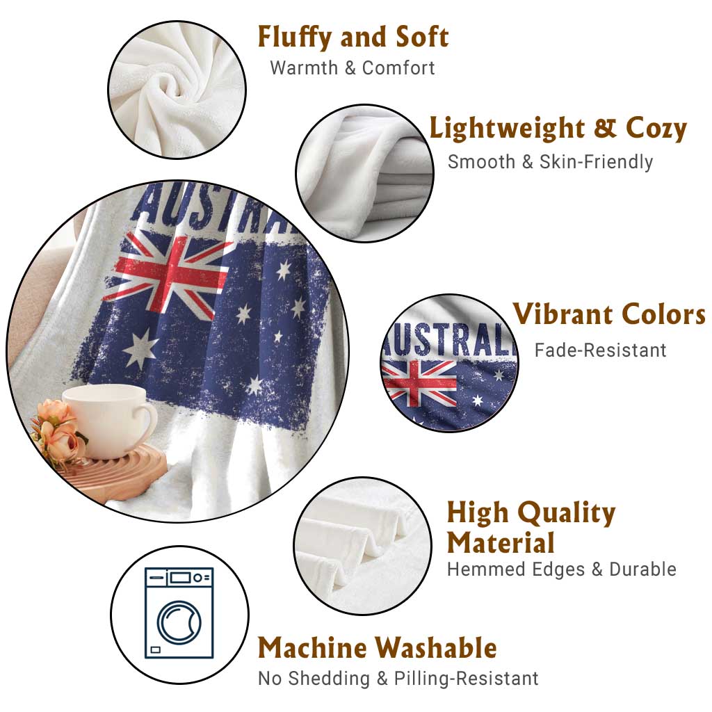 Vintage Australia Flag Throw Blanket Distressed Patriotic Country Pride Graphic TS10 Print Your Wear