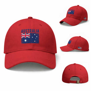 Vintage Australia Flag Baseball Cap Distressed Patriotic Country Pride Graphic TS10 Baseball Cap Universal Fit Red Print Your Wear