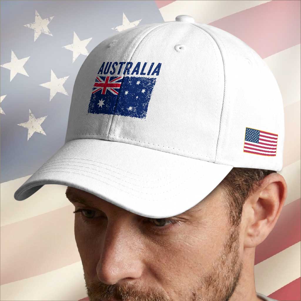 Vintage Australia Flag Baseball Cap Distressed Patriotic Country Pride Graphic TS10 Print Your Wear