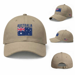 Vintage Australia Flag Baseball Cap Distressed Patriotic Country Pride Graphic TS10 Baseball Cap Universal Fit Khaki Print Your Wear