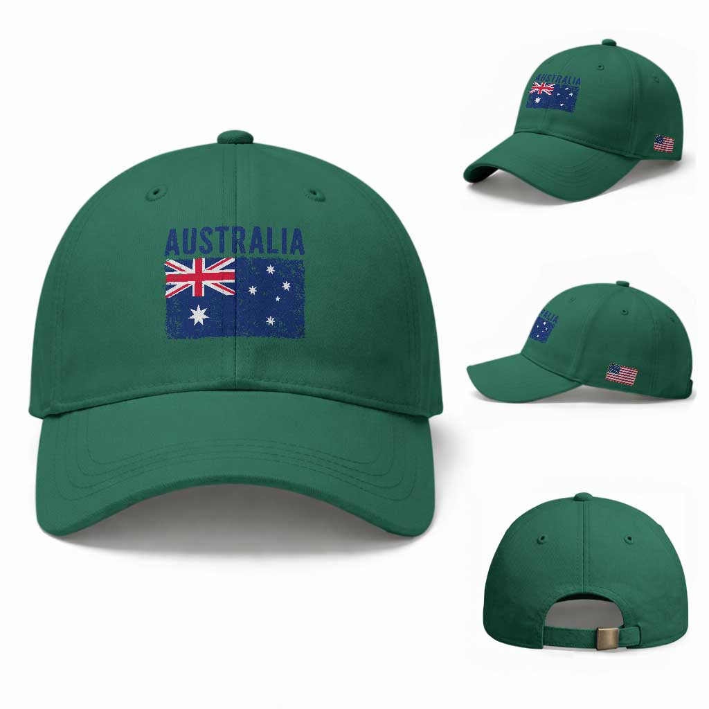 Vintage Australia Flag Baseball Cap Distressed Patriotic Country Pride Graphic TS10 Baseball Cap Universal Fit Irish Green Print Your Wear