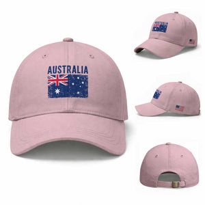 Vintage Australia Flag Baseball Cap Distressed Patriotic Country Pride Graphic TS10 Baseball Cap Universal Fit Light Pink Print Your Wear