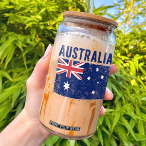 Vintage Australia Flag Glass Can Distressed Patriotic Country Pride Graphic TS10 White Print Your Wear