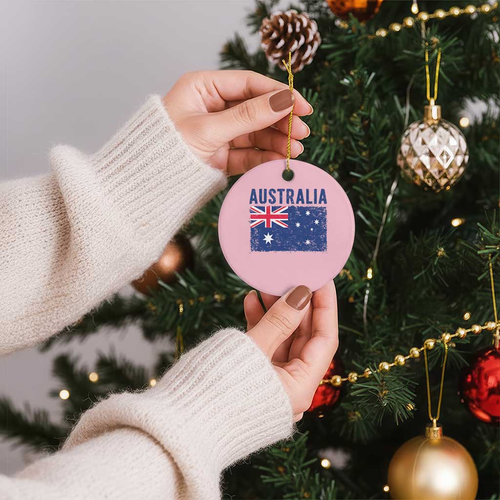 Vintage Australia Flag Ceramic Ornament Distressed Patriotic Country Pride Graphic TS10 1pc Light Pink Print Your Wear