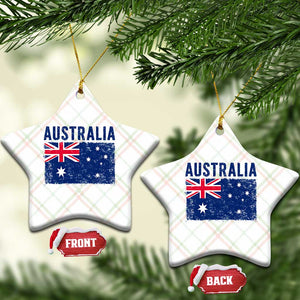 Vintage Australia Flag Ceramic Ornament Distressed Patriotic Country Pride Graphic TS10 Print Your Wear