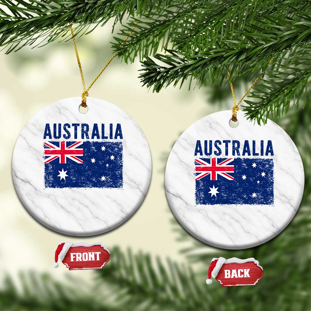 Vintage Australia Flag Ceramic Ornament Distressed Patriotic Country Pride Graphic TS10 1pc White Marble Print Your Wear