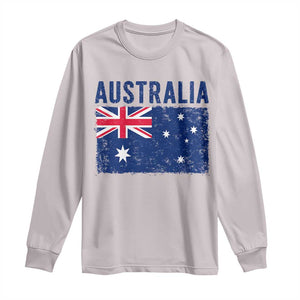 Vintage Australia Flag Long Sleeve Shirt Distressed Patriotic Country Pride Graphic TS10 Ice Gray Print Your Wear