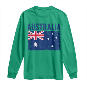 Vintage Australia Flag Long Sleeve Shirt Distressed Patriotic Country Pride Graphic TS10 Irish Green Print Your Wear