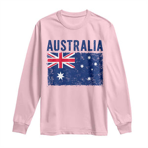 Vintage Australia Flag Long Sleeve Shirt Distressed Patriotic Country Pride Graphic TS10 Light Pink Print Your Wear
