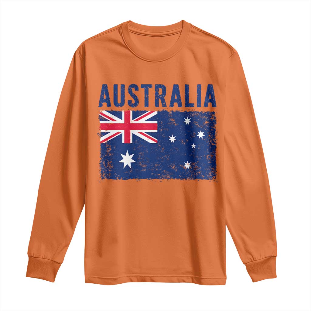 Vintage Australia Flag Long Sleeve Shirt Distressed Patriotic Country Pride Graphic TS10 Orange Print Your Wear