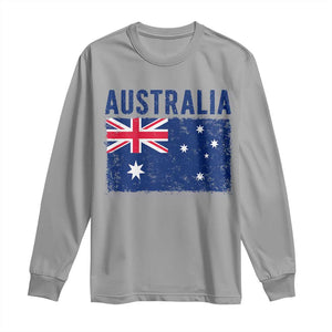Vintage Australia Flag Long Sleeve Shirt Distressed Patriotic Country Pride Graphic TS10 Sport Gray Print Your Wear
