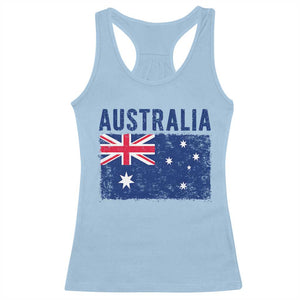 Vintage Australia Flag Racerback Tank Top Distressed Patriotic Country Pride Graphic TS10 Light Blue Print Your Wear