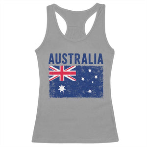 Vintage Australia Flag Racerback Tank Top Distressed Patriotic Country Pride Graphic TS10 Sport Gray Print Your Wear