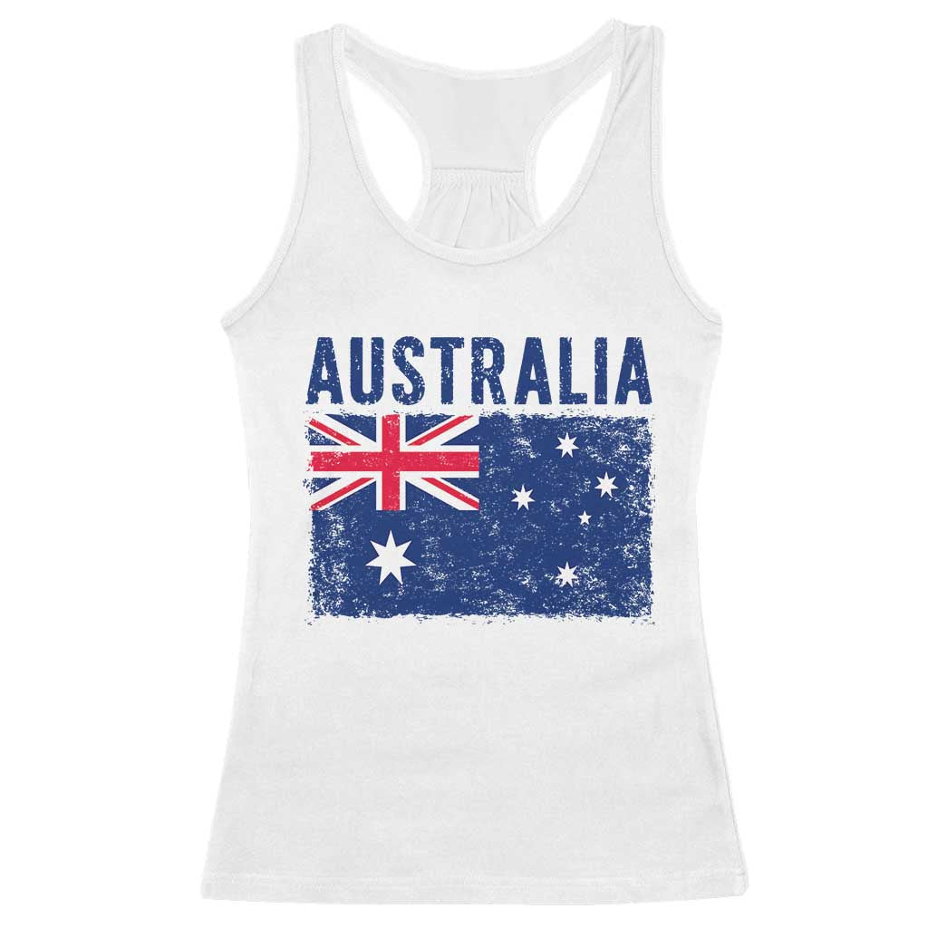 Vintage Australia Flag Racerback Tank Top Distressed Patriotic Country Pride Graphic TS10 White Print Your Wear