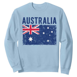 Vintage Australia Flag Sweatshirt Distressed Patriotic Country Pride Graphic TS10 Light Blue Print Your Wear