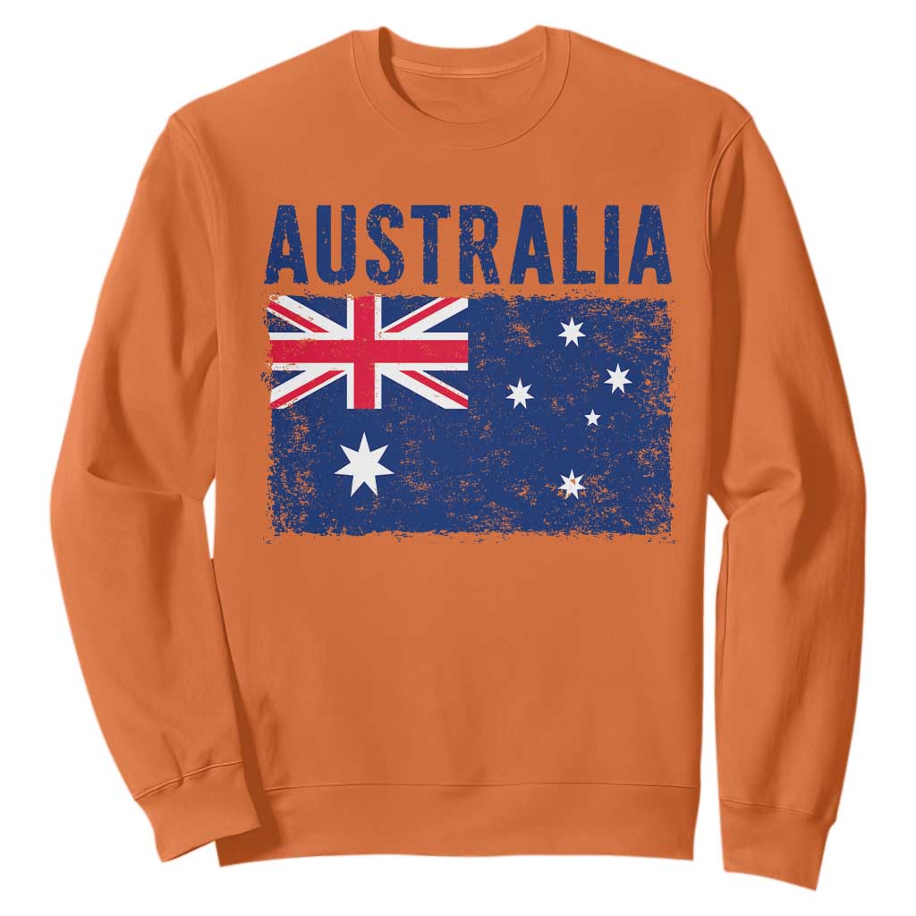 Vintage Australia Flag Sweatshirt Distressed Patriotic Country Pride Graphic TS10 Orange Print Your Wear