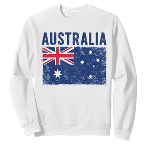 Vintage Australia Flag Sweatshirt Distressed Patriotic Country Pride Graphic TS10 White Print Your Wear