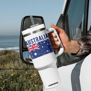 Vintage Australia Flag Tumbler With Handle Distressed Patriotic Country Pride Graphic TS10 Print Your Wear
