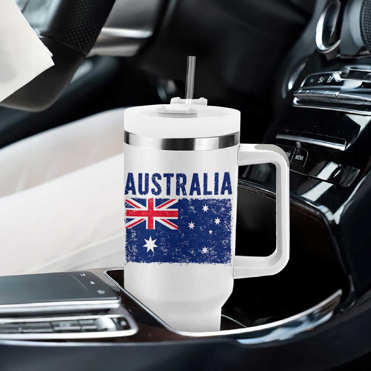 Vintage Australia Flag Tumbler With Handle Distressed Patriotic Country Pride Graphic TS10 Print Your Wear